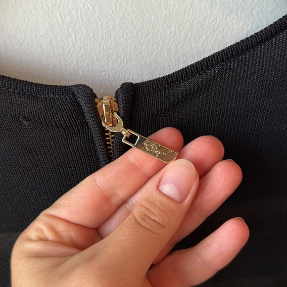 Eliza J Black Fit & Flare Mesh Stripe Knit Stretch Dress - Picture 9 of 11